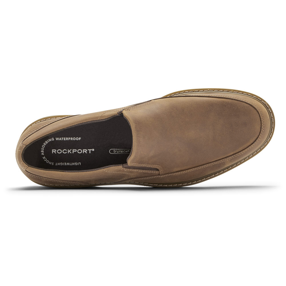 Rockport Singapore Mens Slip-On - Charlee Waterproof Khaki - ZA2036714